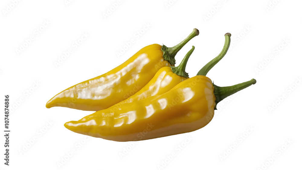 Fresh Yellow Chili Peppers Isolated on Transparent Background Fresh Yellow Chili Peppers Isolated on Transparent Background