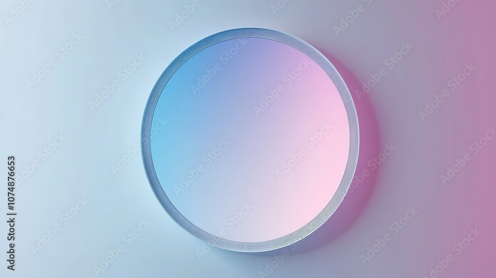 Fototapeta premium Circular gradient frame on a light blue background.
