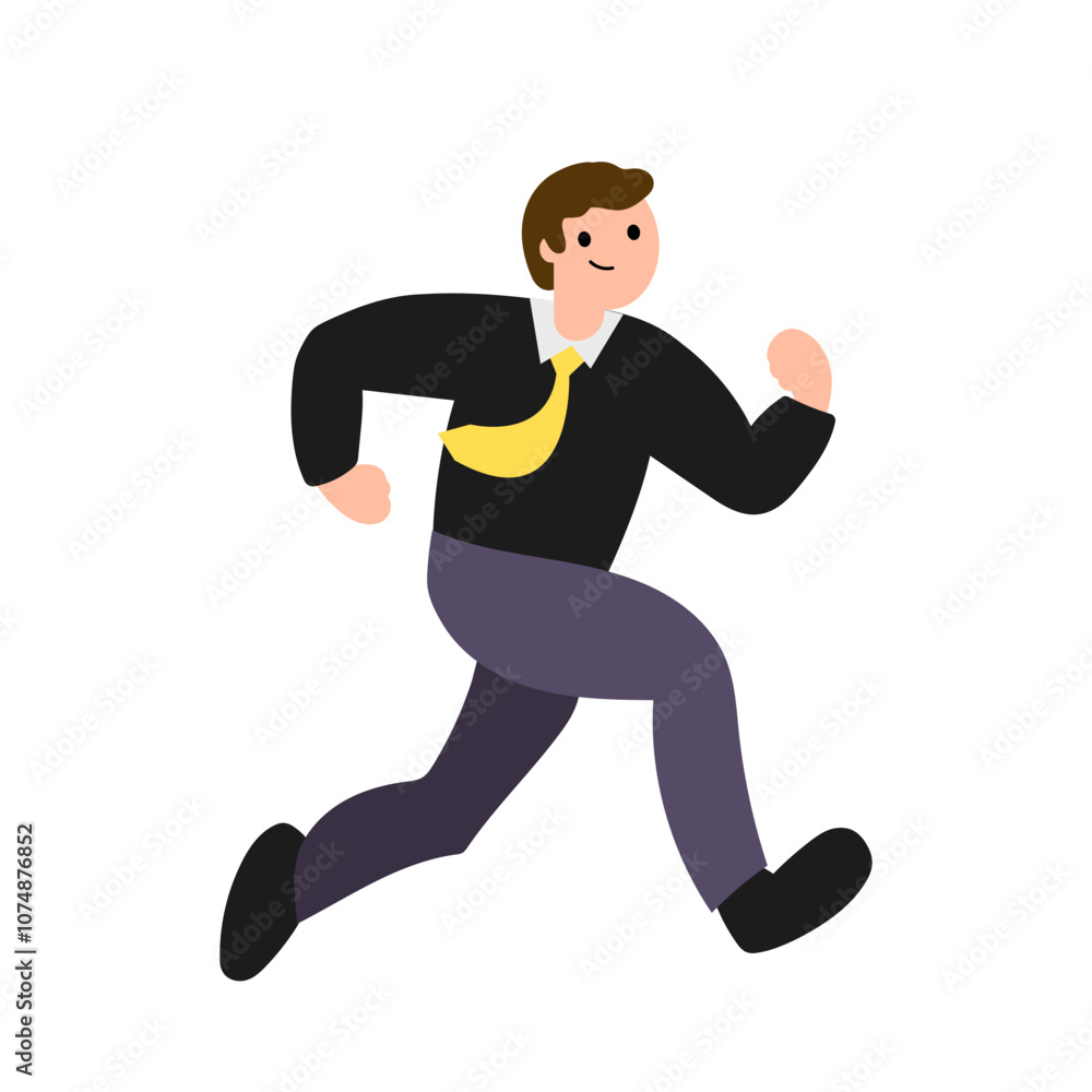Running man in shirt and tie. Vector simple color flat illustration. Running man in shirt and tie. Vector simple color flat illustration.