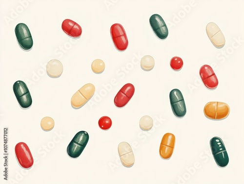 isolated pills on white background.