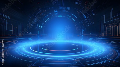 
blue Abstract technology background circles digital hi-tech technology design background. concept innovation. vector illustration