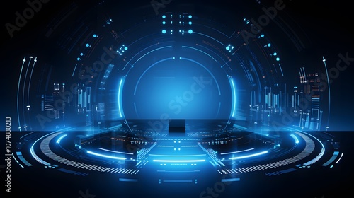 
blue Abstract technology background circles digital hi-tech technology design background. concept innovation. vector illustration