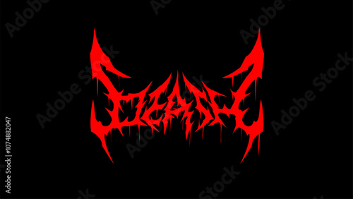 DEATH, in sharp, metal-inspired lettering. Its jagged lines and blood-red color on a black background create a dark, gothic vibe. Perfect for heavy metal logos, album covers, or horror themed artwork