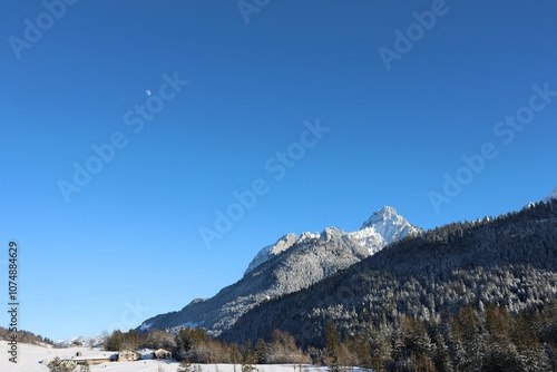 The Swiss Alps Covered with Snow in the Winter