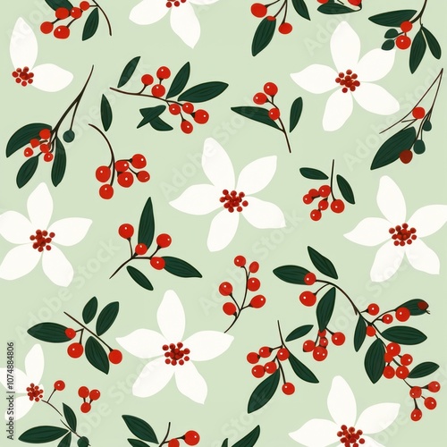 Wallpaper Mural Christmas hollies pattern backgrounds christmas plant. Torontodigital.ca