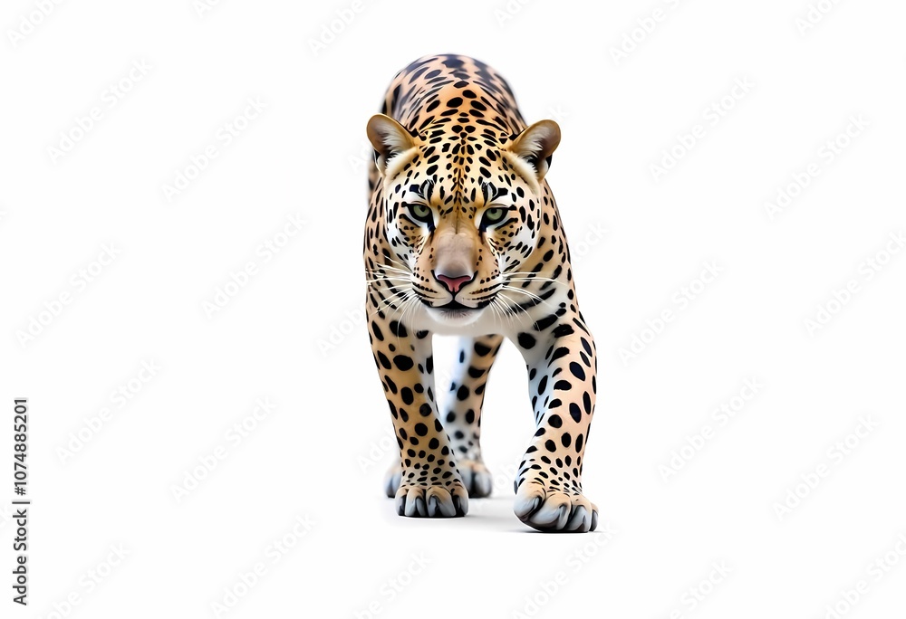 Fototapeta premium a leopard is standing on a white background.