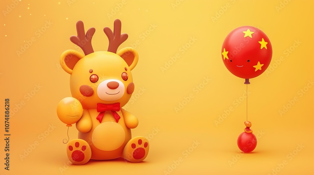 Simple and Honest Little Bear, Warm Yellow Background, Adorable Expression Simple and Honest Little Bear, Warm Yellow Background, Adorable Expression