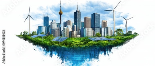 Obraz na płótnie Explore the future of urban living discover how floating ecocities integrate layered green spaces with sustainable technology for a greener tomorrow w salonie