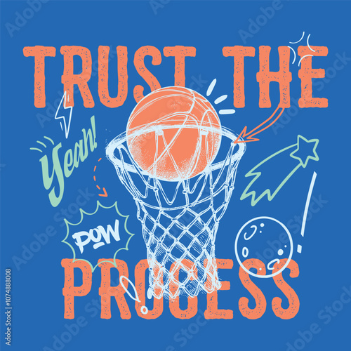 Funny and Retro cartoon style basketball t shirt design. Vintage artwork for sportswear. New York basketball league graphic print design. College basketball team for t shirt print vector designs
