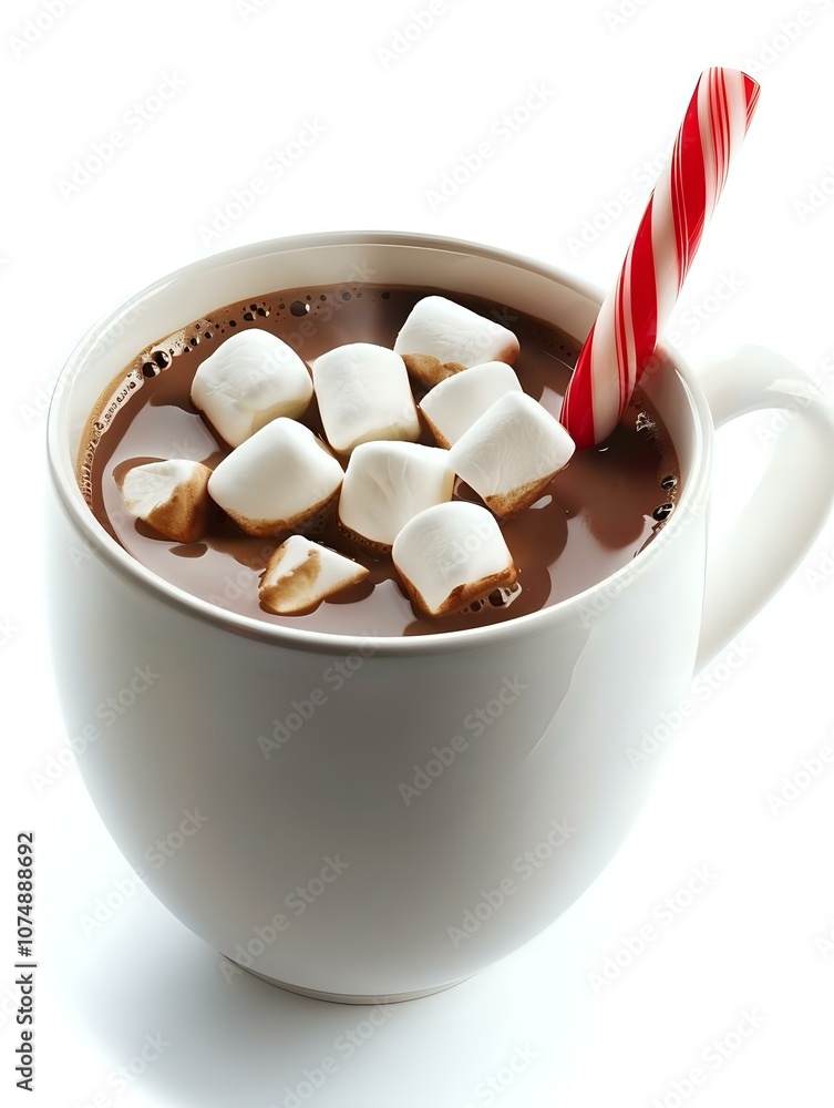Hot Chocolate with Marshmallows and Candy Cane Hot Chocolate with Marshmallows and Candy Cane