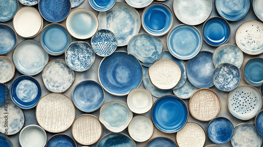 A background consisting of handmade ceramic graters laid out from above. The concept of creativity and diversity A background consisting of handmade ceramic graters laid out from above. The concept of creativity and diversity