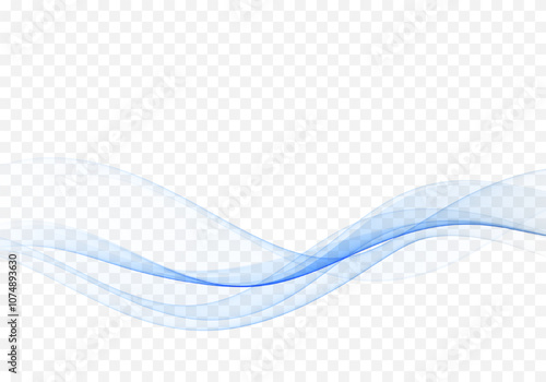 Abstract smooth wave lines of blue color. Design element.