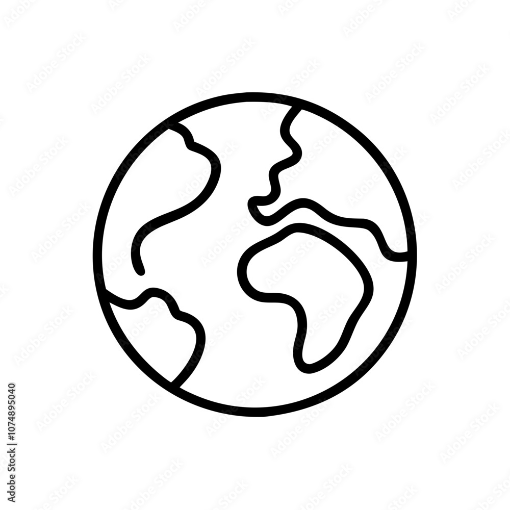 A simple black and white illustration of the Earth highlighting continents, set against a plain background representing our planet in a minimalist artistic style A simple black and white illustration of the Earth highlighting continents, set against a plain background representing our planet in a minimalist artistic style