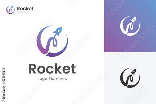 Modern logos of Rocket launch logo icon design with booster explore graphic concept symbols for astronomy, technology, business start-up logo elements
