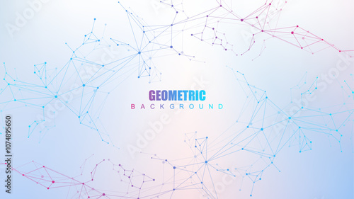 Digital abstract connection dots and lines. Network connection structure. Technology polygonal background. Plexus effect. Vector Illustration.