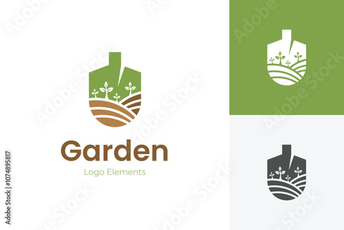 Creative logos of Gardening plant with fertile soil and Growing Plant graphic concepts for farms, Agronomy vector logo elements