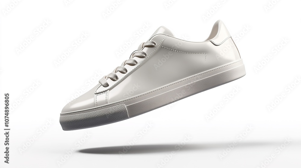 3D model of modern white sneaker floating in air 3D model of modern white sneaker floating in air