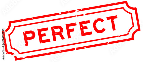 Grunge red perfect word rubber seal stamp on white background
