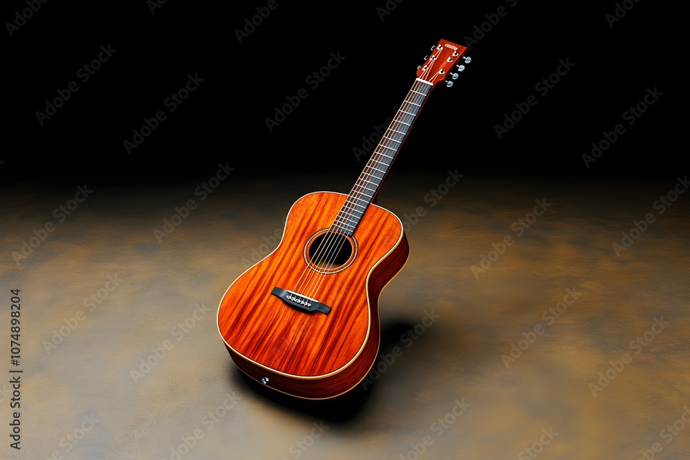 Fototapeta premium Rustic Guitar in Vintage 3D Setting.