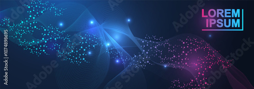 Global network connection website header or banner design. Abstract background with connecting dots and lines. Global business. Social network communication. Internet technology. Vector illustration