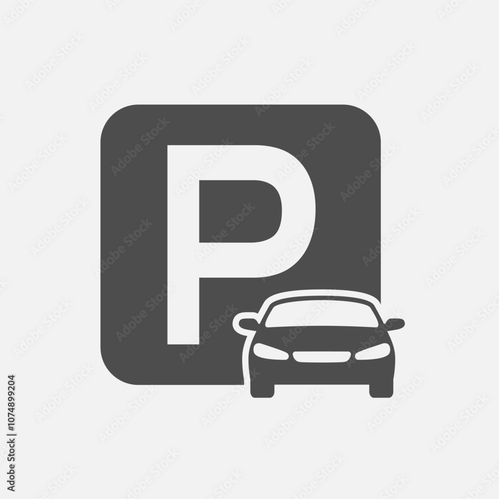 Car parking graphic icon. Parking sign isolated on white background. Information symbol. Vector illustration Car parking graphic icon. Parking sign isolated on white background. Information symbol. Vector illustration