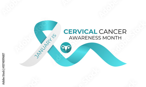 Vector graphic of Cervical cancer awareness month is observed every year in january. Realistic ribbon with Design for cards, prints, social media, poster, flyer and background banner design template