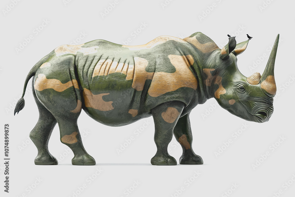 Detailed of a Camouflaged Animal on White Background, Showcasing Unique Textures and Features Ideal for Wildlife and Nature Themes Detailed of a Camouflaged Animal on White Background, Showcasing Unique Textures and Features Ideal for Wildlife and Nature Themes