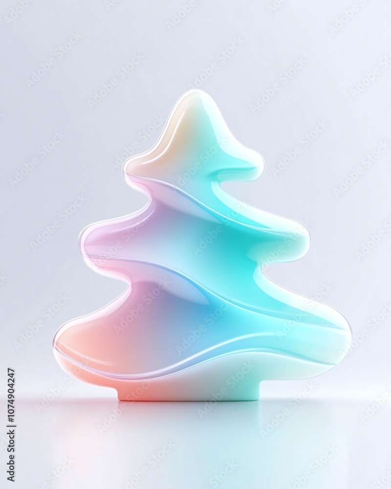Abstract Transparent Tree Shape with Soft Color Gradient in Pastel Shades, Ideal for Modern Design, Minimalist Art, and Conceptual Composition Abstract Transparent Tree Shape with Soft Color Gradient in Pastel Shades, Ideal for Modern Design, Minimalist Art, and Conceptual Composition