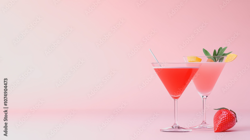 Refreshing Craft Cocktails on a Smooth Gradient Background Featuring Stylish Glasses and Fresh Ingredients for a Relaxing Atmosphere Refreshing Craft Cocktails on a Smooth Gradient Background Featuring Stylish Glasses and Fresh Ingredients for a Relaxing Atmosphere
