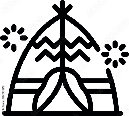 Traditional native american dwelling illuminated by the stars, representing camping, outdoor life and indigenous culture