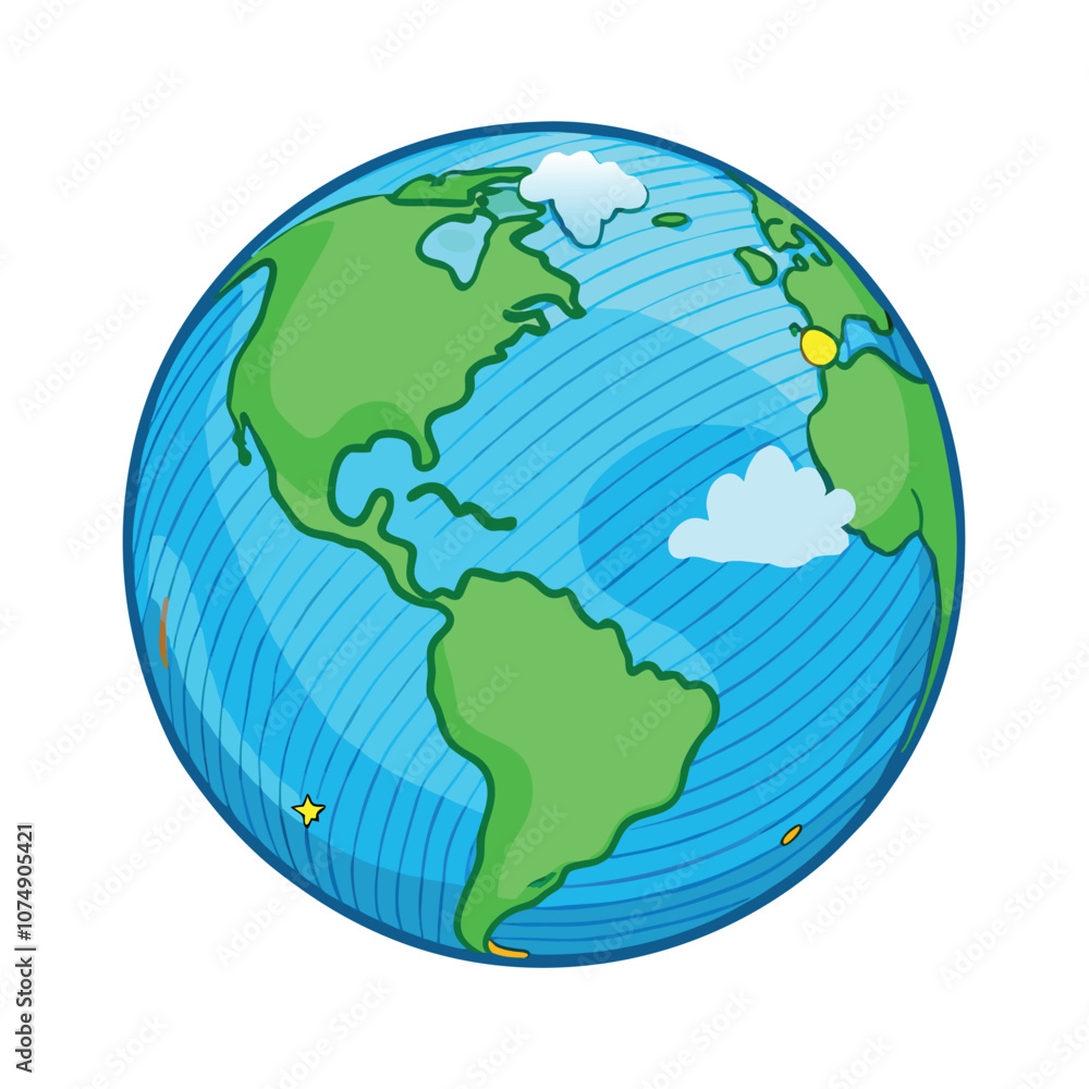Vector Single Cartoon Globe Illustration on a isolated white background Vector Single Cartoon Globe Illustration on a isolated white background