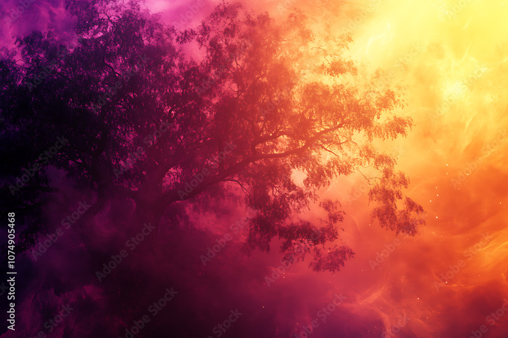 Obraz premium Abstract digital background featuring a magical tree of life