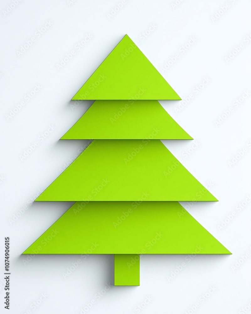 Fototapeta premium Bright and Modern Geometric Tree Design in Vibrant Green Color for Contemporary Decor and Holiday Seasons