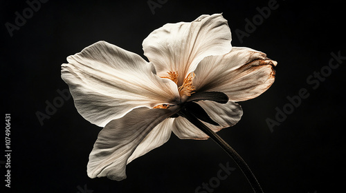 A solitary wilting flower in dramatic light photo