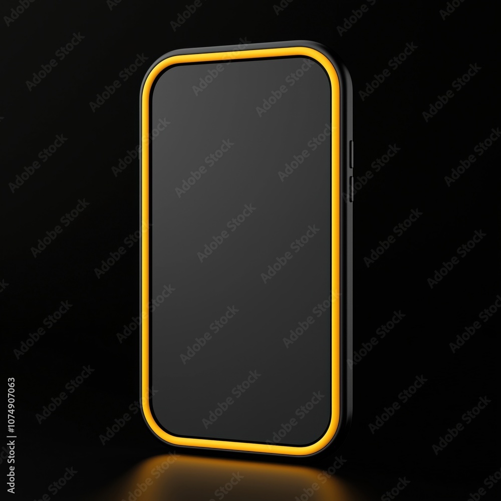 A modern smartphone with a sleek design featuring a vibrant yellow outline against a black background, perfect for tech enthusiasts. A modern smartphone with a sleek design featuring a vibrant yellow outline against a black background, perfect for tech enthusiasts.