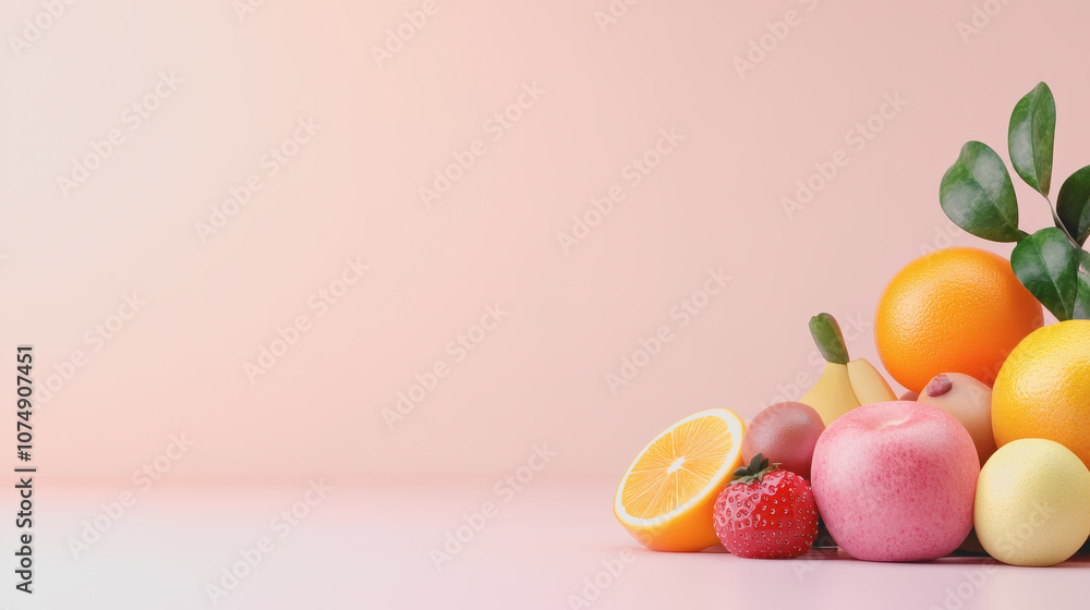 Vibrant Display of Exotic Fruits Arranged on a Smooth Gradient Background in a Style, Perfect for Marketing and Culinary Themes Vibrant Display of Exotic Fruits Arranged on a Smooth Gradient Background in a Style, Perfect for Marketing and Culinary Themes