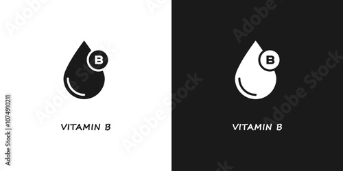 Eco cosmetics icon. Vitamin B icon stamp, badge or sticker. Organic skin care component. Vector