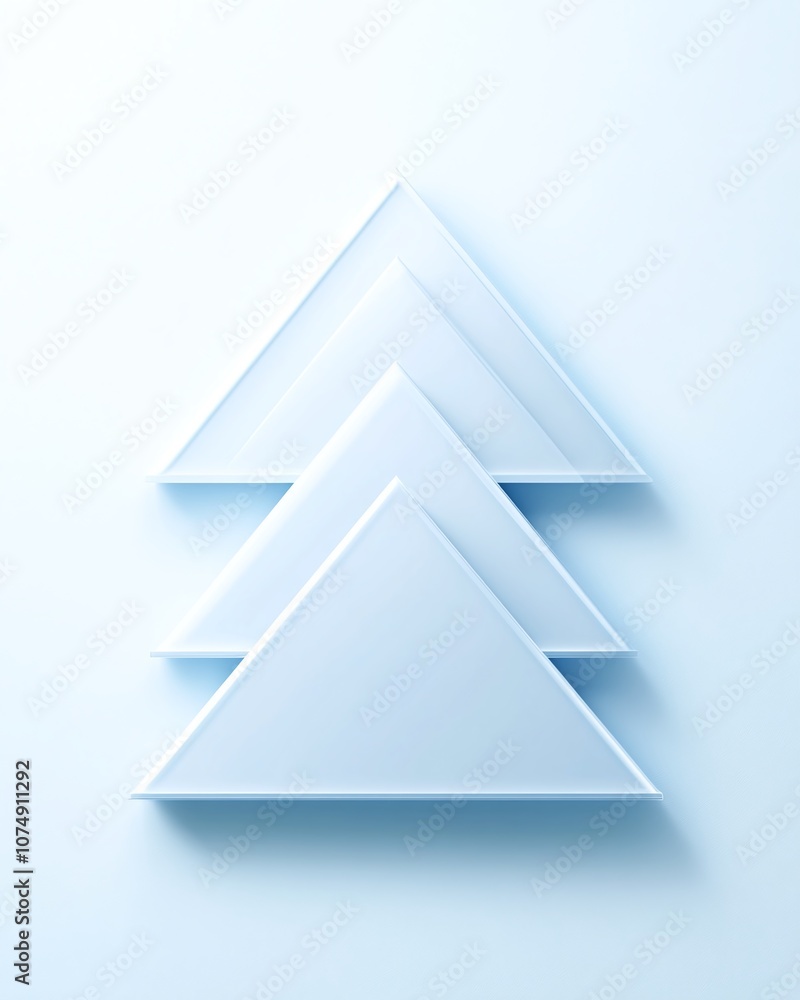Fototapeta premium Elegant Minimalist Composition Featuring Three Layered Triangular Shapes on Soft Blue Background for Contemporary Design and Artistic Inspiration