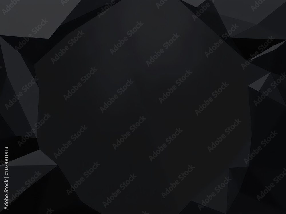 Fototapeta premium Modern black metal low poly backdrop with sharp geometric shapes and a dark color scheme, backdrop