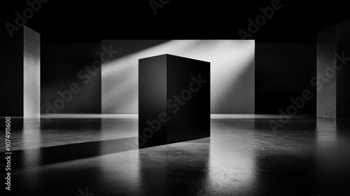 Dramatic black and white photography, light shadow through a doorway, creating captivating contrast photo