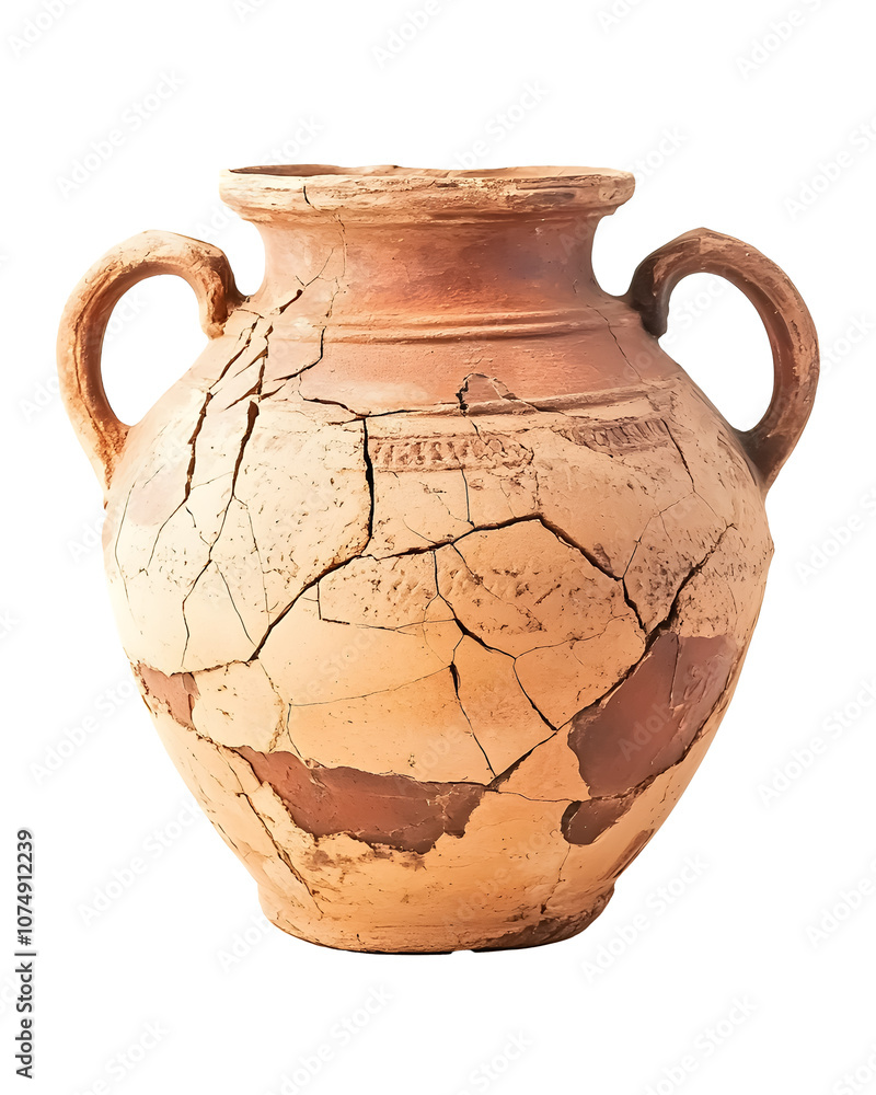 ancient fractured amphora terracotta isolated transparent background ancient fractured amphora terracotta isolated transparent background
