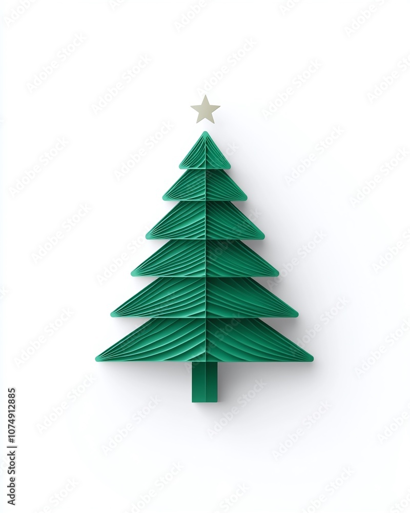 Festive Green Tree with Textured Layers and Star Decoration for Holiday Celebrations, Perfect for Seasonal Cards and Decor Designs Festive Green Tree with Textured Layers and Star Decoration for Holiday Celebrations, Perfect for Seasonal Cards and Decor Designs