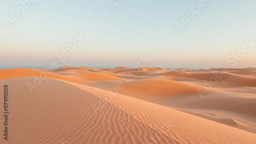 Panoramic view of sand dunes on beach at dawn, tranquil, beach