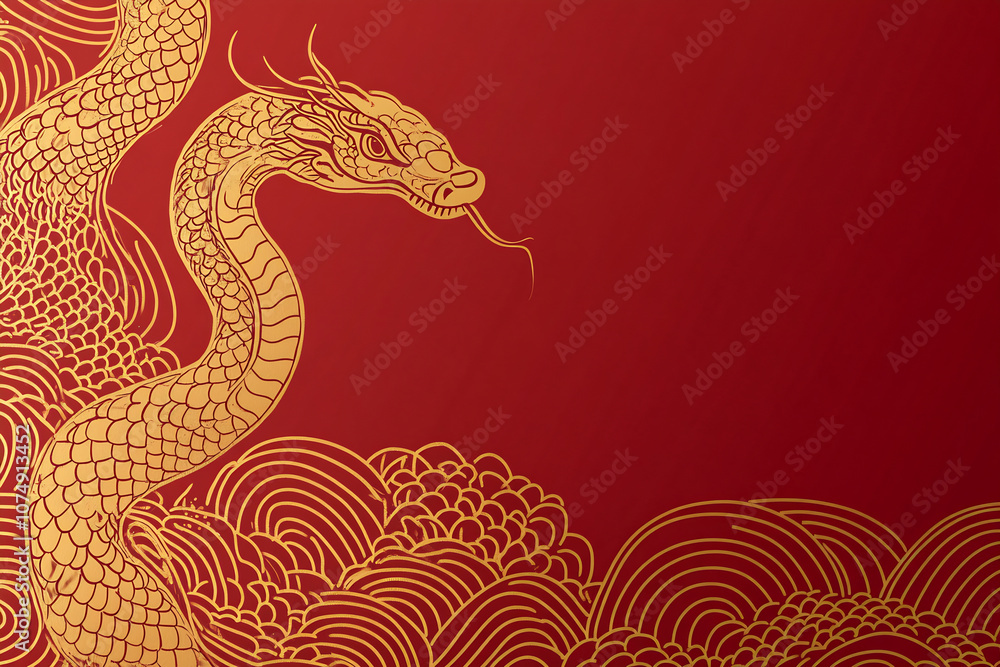 Red background with gold dragon Red background with gold dragon