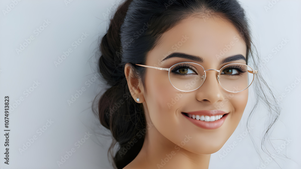 Closeup portrait of beautiful young asian woman in eyeglasses. Closeup portrait of beautiful young asian woman in eyeglasses.