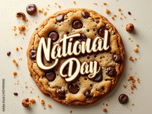 National Cookie Day banner with typography and cookie crumbs photo