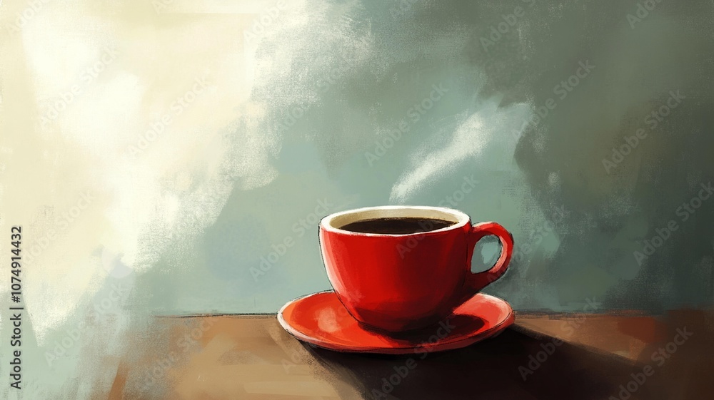 a Hot Black Coffee in a Red cup a Hot Black Coffee in a Red cup