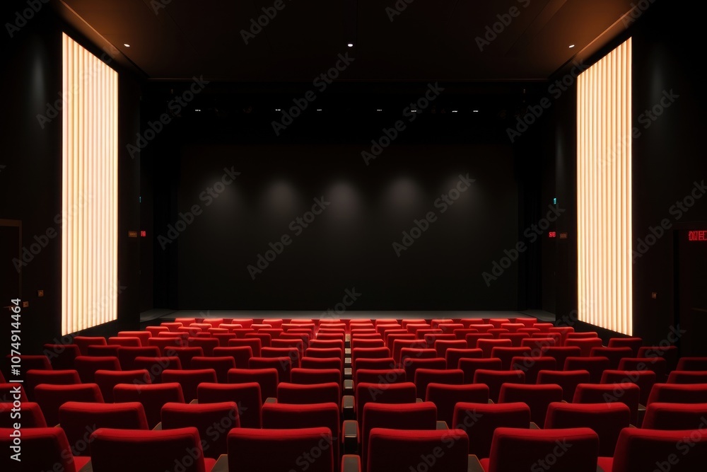 Fototapeta premium Red seats auditorium theater stage.
