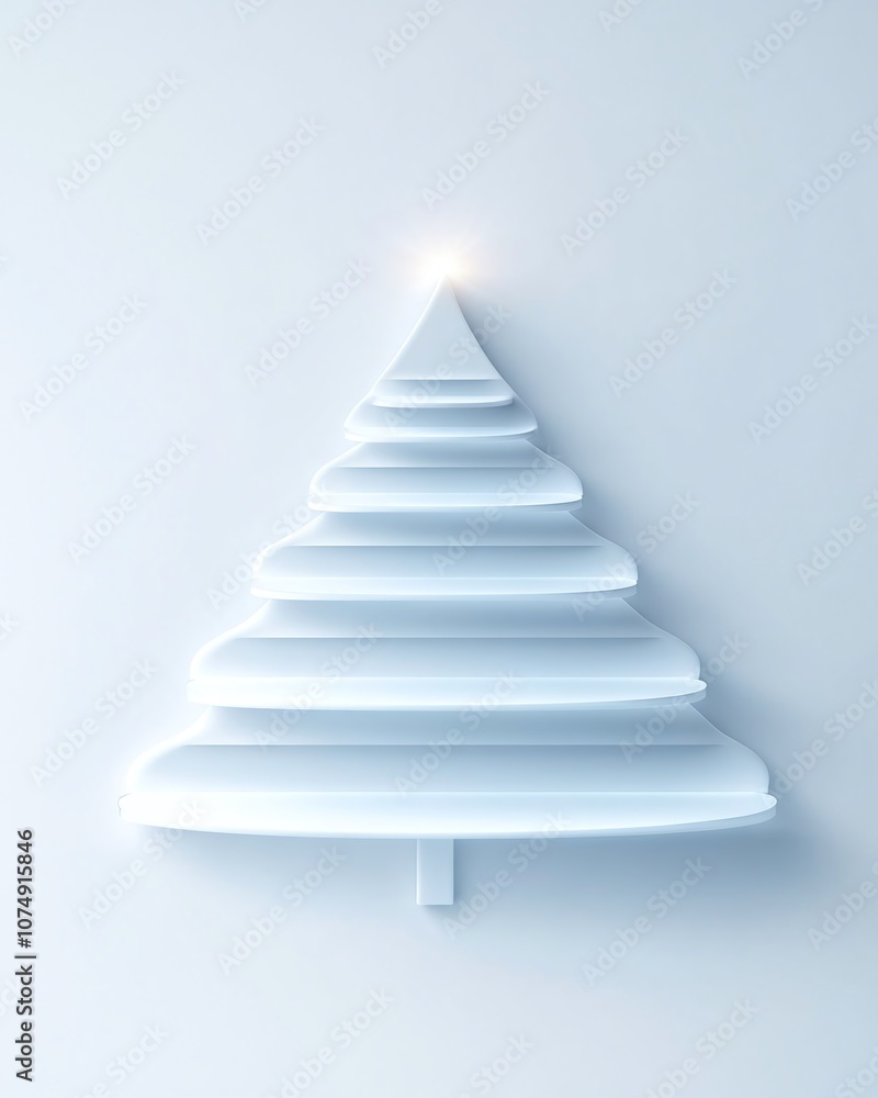 Minimalist White Tree Design on Soft Background, Perfect for Modern Holiday and Seasonal Decoration, Symbolizing Peace, Simplicity, and Elegance in Festive Themes