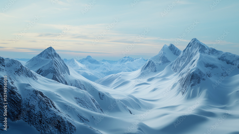 Snow covered mountains in winter. Expansive view of the Rocky Mountains covered in fresh snow. Snow covered mountains in winter. Expansive view of the Rocky Mountains covered in fresh snow.